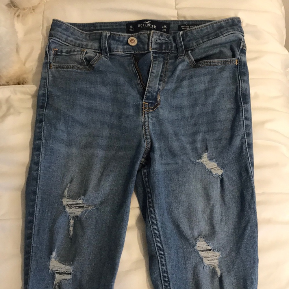 High rise super skinny medium wash hollister jeans